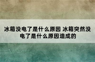 冰箱没电了是什么原因 冰箱突然没电了是什么原因造成的